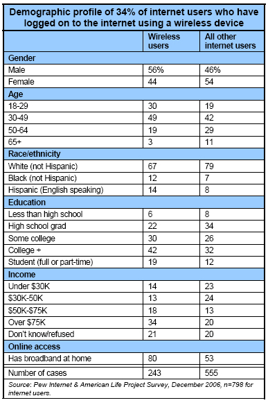 Demographic profile of wireless users