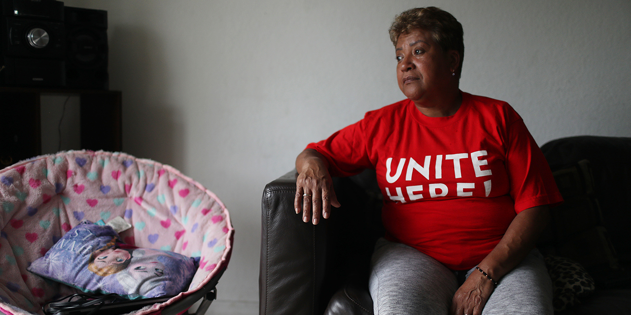 Teresa Saenz was laid off from The Diplomat Beach Resort in Hollywood, Florida, after the hotel closed in late March due to the coronavirus outbreak. (Joe Raedle/Getty Images)