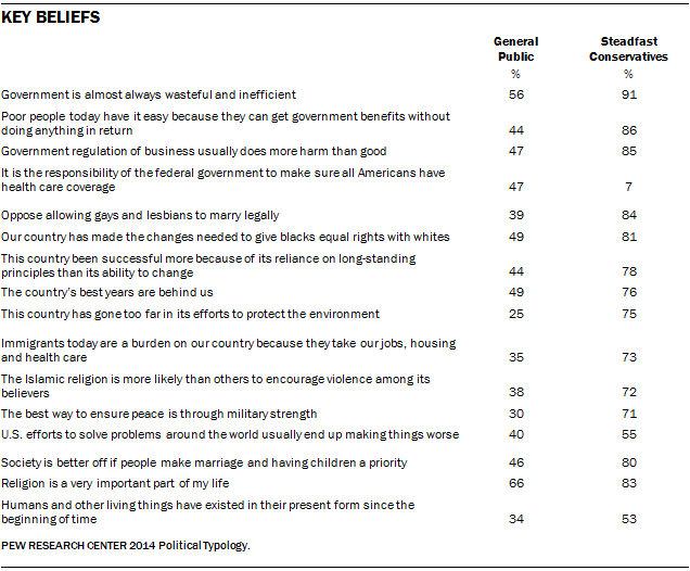 Key Beliefs of Steadfast Conservatives
