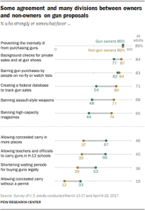 Some agreement and many divisions between owners and non-owners on gun proposals
