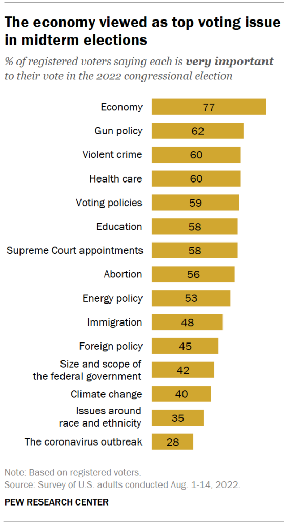 The economy viewed as top voting issue in midterm elections