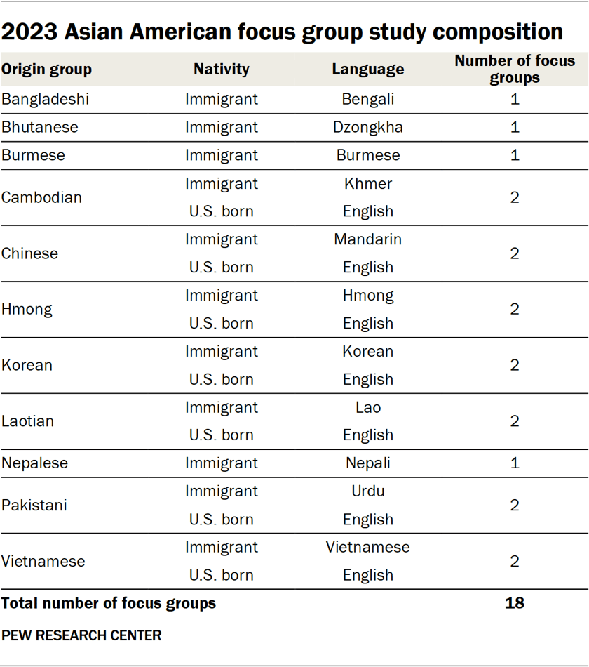 2023 Asian American focus group study composition