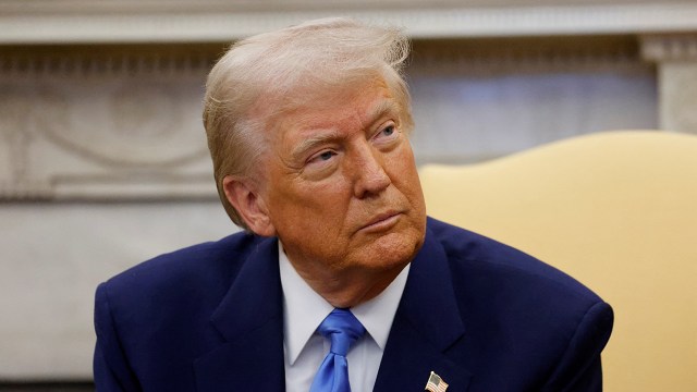 President Trump in the White House Oval Office on Feb. 24, 2025. (Ludovic Marin/Pool/AFP via Getty Images)
