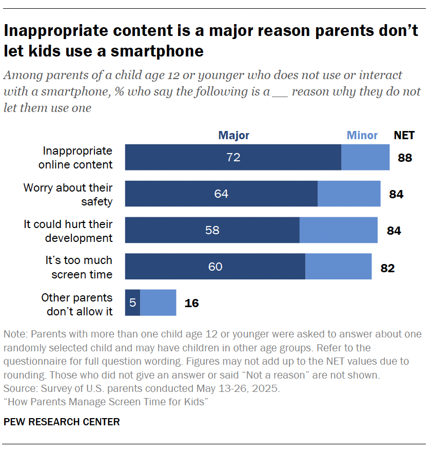 Inappropriate content is a major reason parents don’t let kids use a smartphone