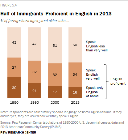 Half of Immigrants Proficient in English in 2013